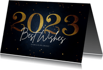 Stijlvolle nieuwjaarskaart best wishes gouden 2023
