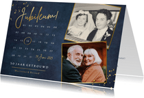 Stijlvolle uitnodiging jubileum met kalender en 2 foto's