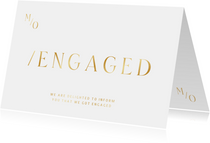 Typografische verlovingskaart minimalistische gouden tekst