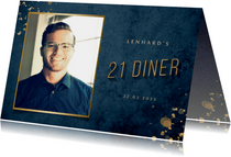 Uitnodiging 21 diner donkerblauw met gouden accenten