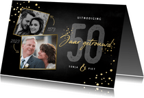 Uitnodigingskaart jubileum 50 jaar gouden spetters en foto's