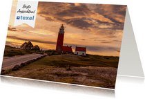 Urlaubskarte Watteninsel Texel mit Leuchtturm