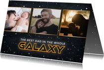 Vaderdag Sci-fi fotocollage kaart- best dad in the galaxy