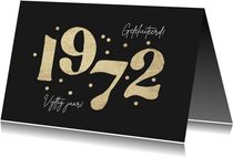 Verjaardagskaart 1972 goud confetti 50 jaar