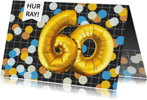 Verjaardagskaart 60 jaar confetti ballonnen