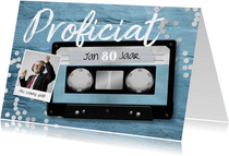 Verjaardagskaart casette tape muziek 80 jaar retro