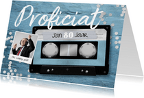 Verjaardagskaart casette tape muziek 80 jaar retro