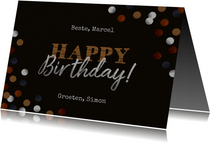 Verjaardagskaart happy birthday confetti stoer