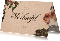 Verloofd kaart vintage met bloemen