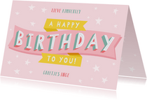 Vrolijke verjaardagskaart met typografie en sterren