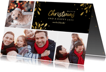 Weihnachtskarte Fotocollage & Goldakzente
