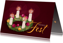 Weihnachtskarte mit Adventskranz klassisch