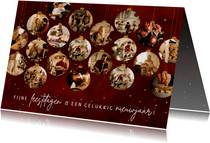 Zakelijk kerstkaartje met 20 kerstballen met foto's
