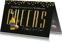 Zakelijk uitnodiging nieuwjaarsborrel champagne oliebol ster