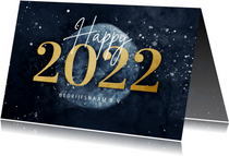 Zakelijke nieuwjaarskaart gouden 2022 met wereldbol