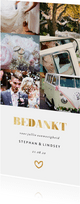Bedankkaart lang met fotocollage en gouden accenten