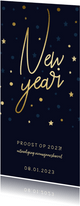 Borrel uitnodiging 'New Year' gouden sterren en confetti