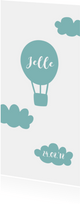 Geboortekaartje luchtballon wolken illustratie