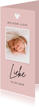 Geboortekaartje meisje foto roze hartje
