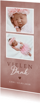 Geburt Dankeskarte zwei Fotos rosa