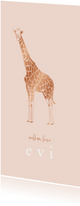 Hip geboortekaartje lijntekening giraf bronslook meisje