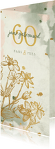 Jubileumkaart bloemen goud met waterverf en spetters