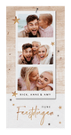 Kerstkaart houtlook fotocollage en sterretjes