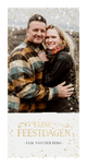 Kerstkaart langwerpig met grote foto en goudlook confetti