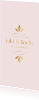 Klassieke langwerpige trouwkaart met gouden ornament 
