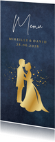 Langwerpige menukaart trouwen met gouden silhouet