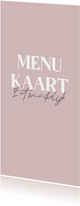 Minimalistische menukaart roze en wit