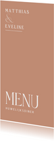 Minimalistische menukaart voor een huwelijk roestkleur