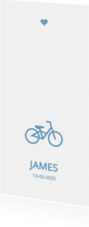 Modern geboortekaartje met blauw fietsje