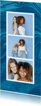  Photobooth blauw kaartje met drie eigen fotos marmer