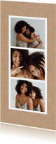 Photobooth fotokaartje met drie eigen fotos op kraftpapier