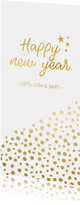 Stijlvolle nieuwjaarskaart met gouden stippen