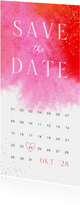 Trouwkaart uitnodiging save the date kalender waterverf roze