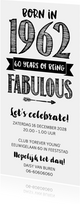 Uitnodiging born in 1962 - 60 years of being fabulous