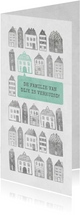 Verhuiskaart langwerpig met geïllustreerde huisjes 