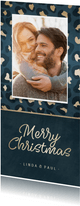 Weihnachtskarte blaugrau mit Foto und Leopardenprint