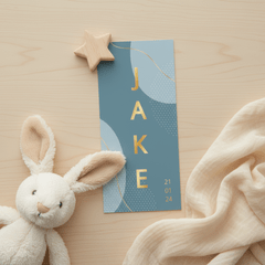 Abstract geboortekaartje met gouden accenten 