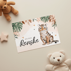 Fries geboortekaartje tijger jungle waterverf meisje