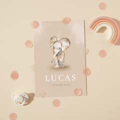 Geboortekaart olifantje hartjes