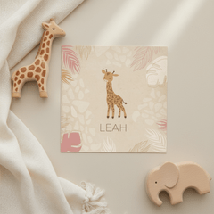 Geboortekaart oudroze met girafje