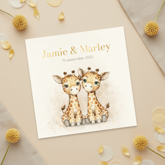 Geboortekaart tweelinggiraf met foto
