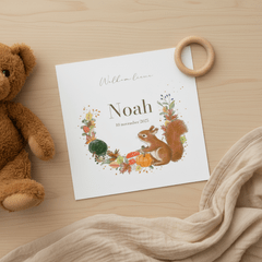 Geboortekaartje - Eekhoorn krans herfst