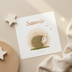 Geboortekaartje egeltje Sammie met hartje