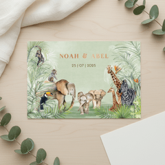 Geboortekaartje geboorte tweeling jungle 