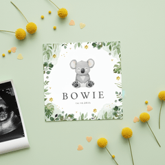 Geboortekaartje jongen koala jungle bloemen lief