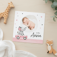 Geboortekaartje lief meisje olifant foto hartjes